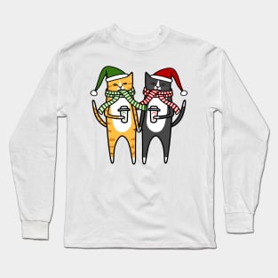 Christmas Coffee Cats Long Sleeve T-Shirt